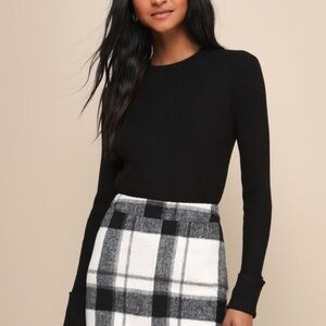 Lulus Basics Karlee Black Ribbed Knit Long Sleeve Sweater Top - Size M